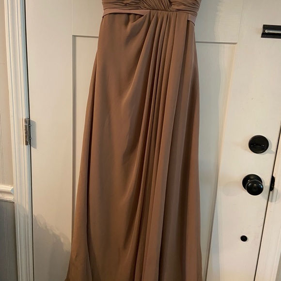 Elegant Tan Strapless Evening Gown - Picture 2 of 2
